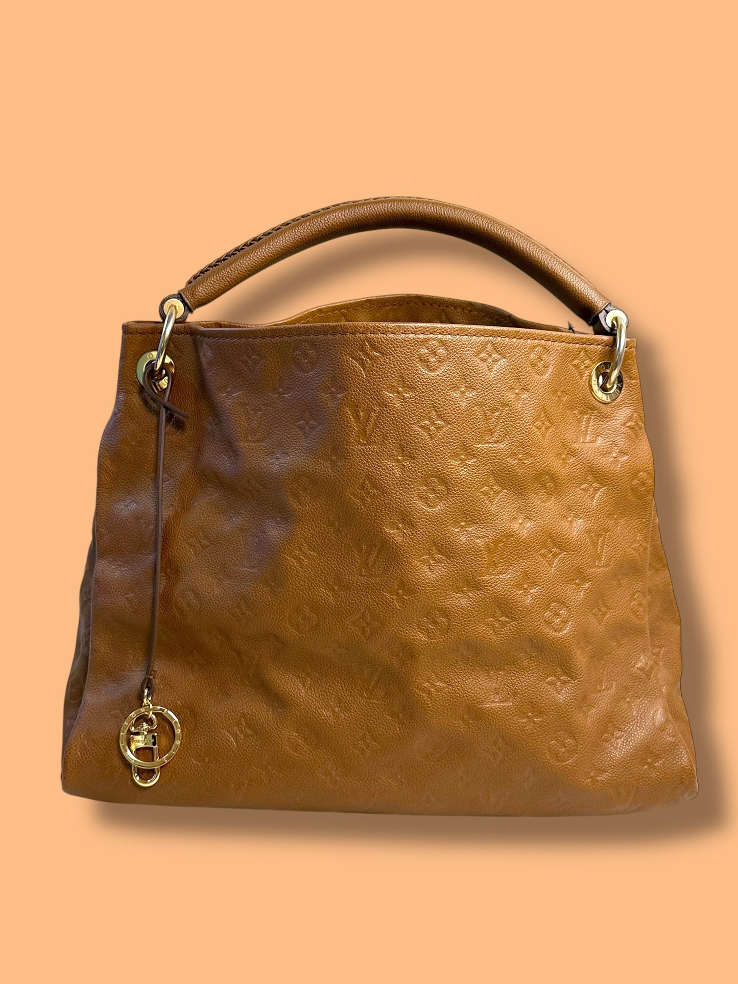 TBC263 LOUIS VUITTON Cognac Empreinte Artsy MM Hobo Bag CA2123