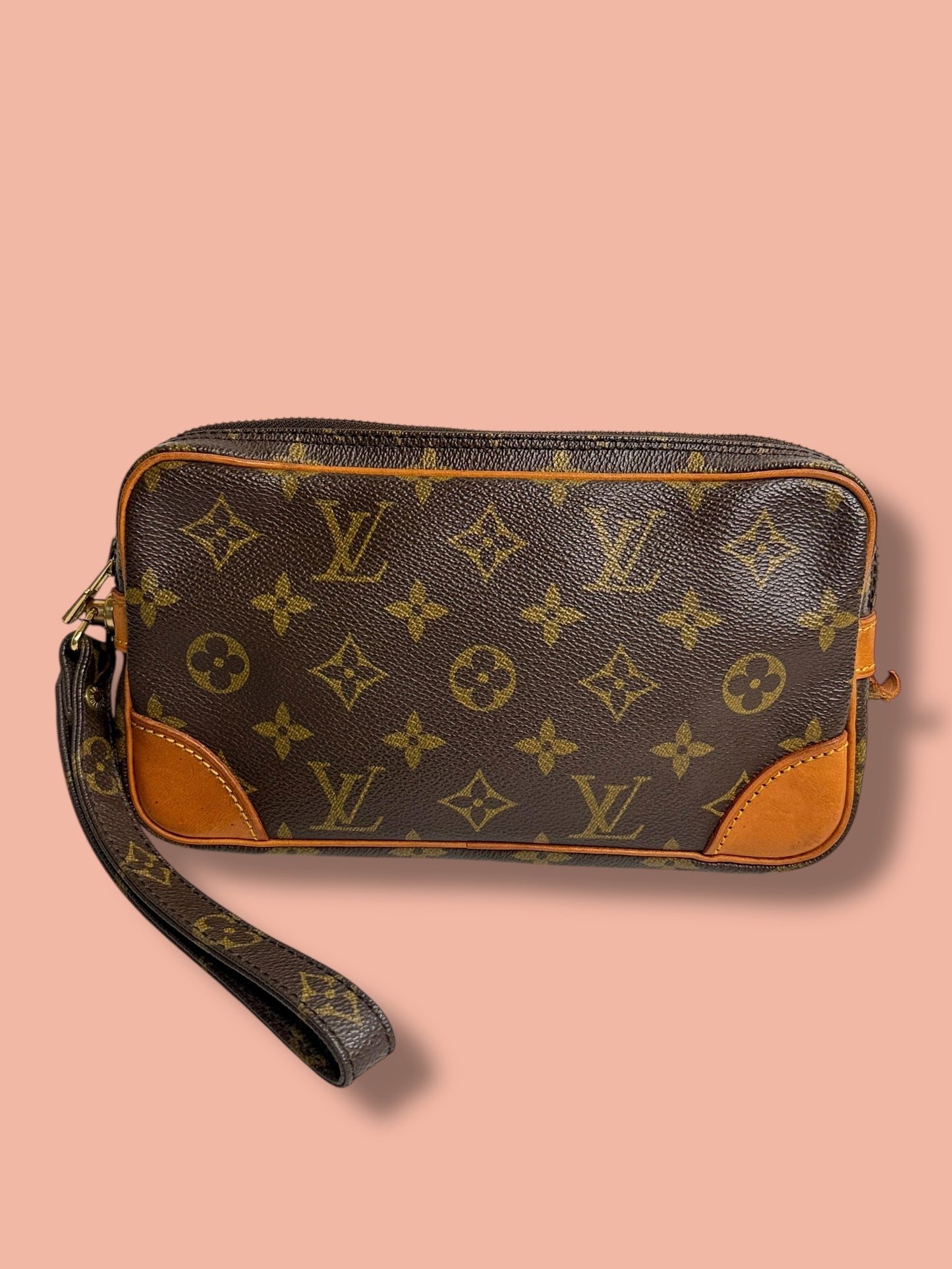 B194 LOUIS VUITTON Monogram Marley Dragonne Clutch Bag TH0910