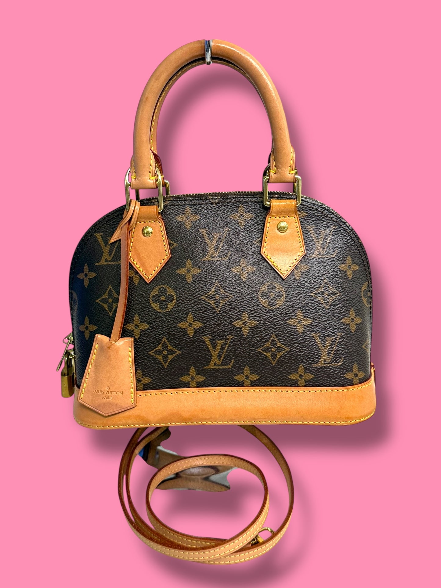TBC141 LOUIS VUITTON Monogram Alma BB with Strap, Lock & Keys FL4199