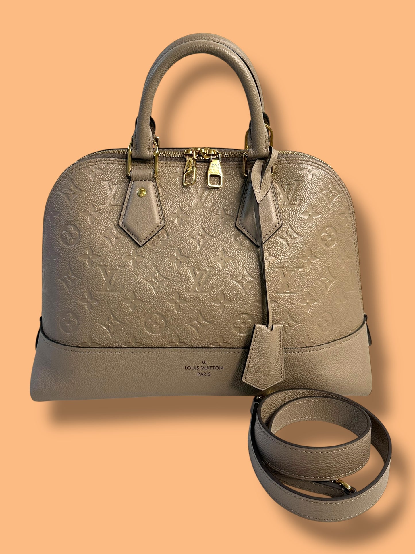 TBC277 LOUIS VUITTON Turtledove Empreinte Leather Alma PM with Strap AR5200/ chip