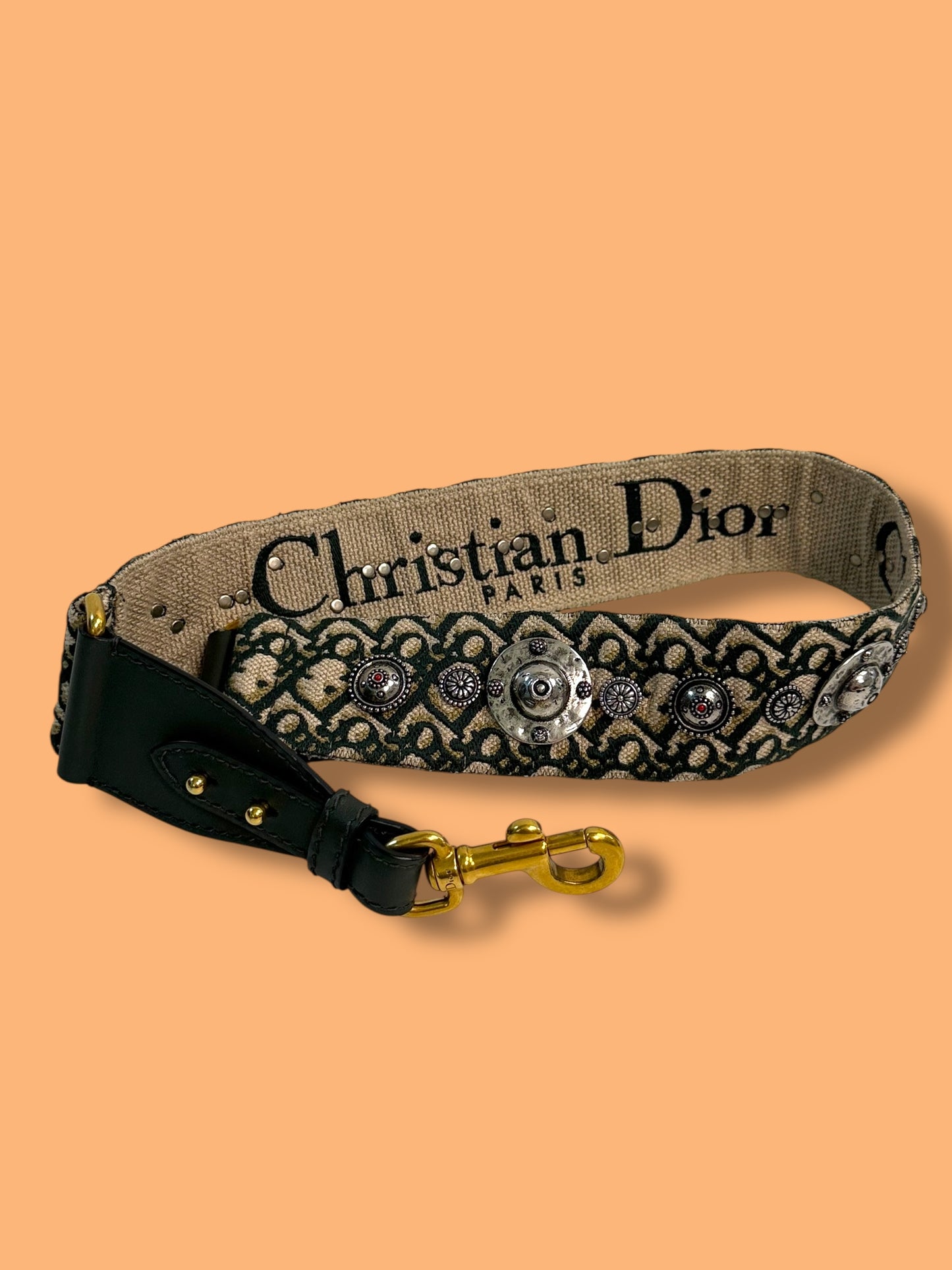 $1000++ srp J470 DIOR Khaki Studded Guitar Strap