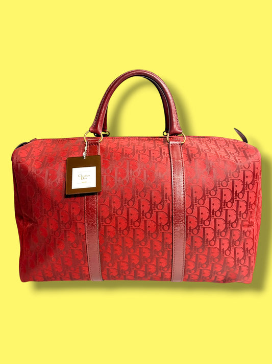 TBC105 DIOR Vintage Burgundy Oblique Boston Bag Size 40