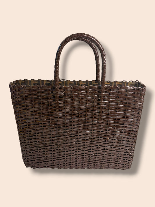 TBC200 FENDI Brown Basket Zucca Interior Vertical Tote
