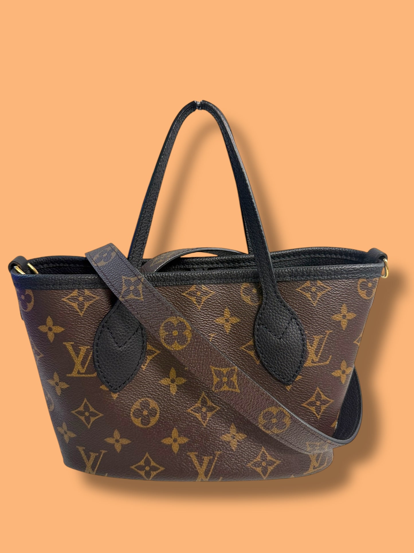 TBC206 LOUIS VUITTON Monogram Reversible Neverfull BB Bandoulier with Pouch Microchipped