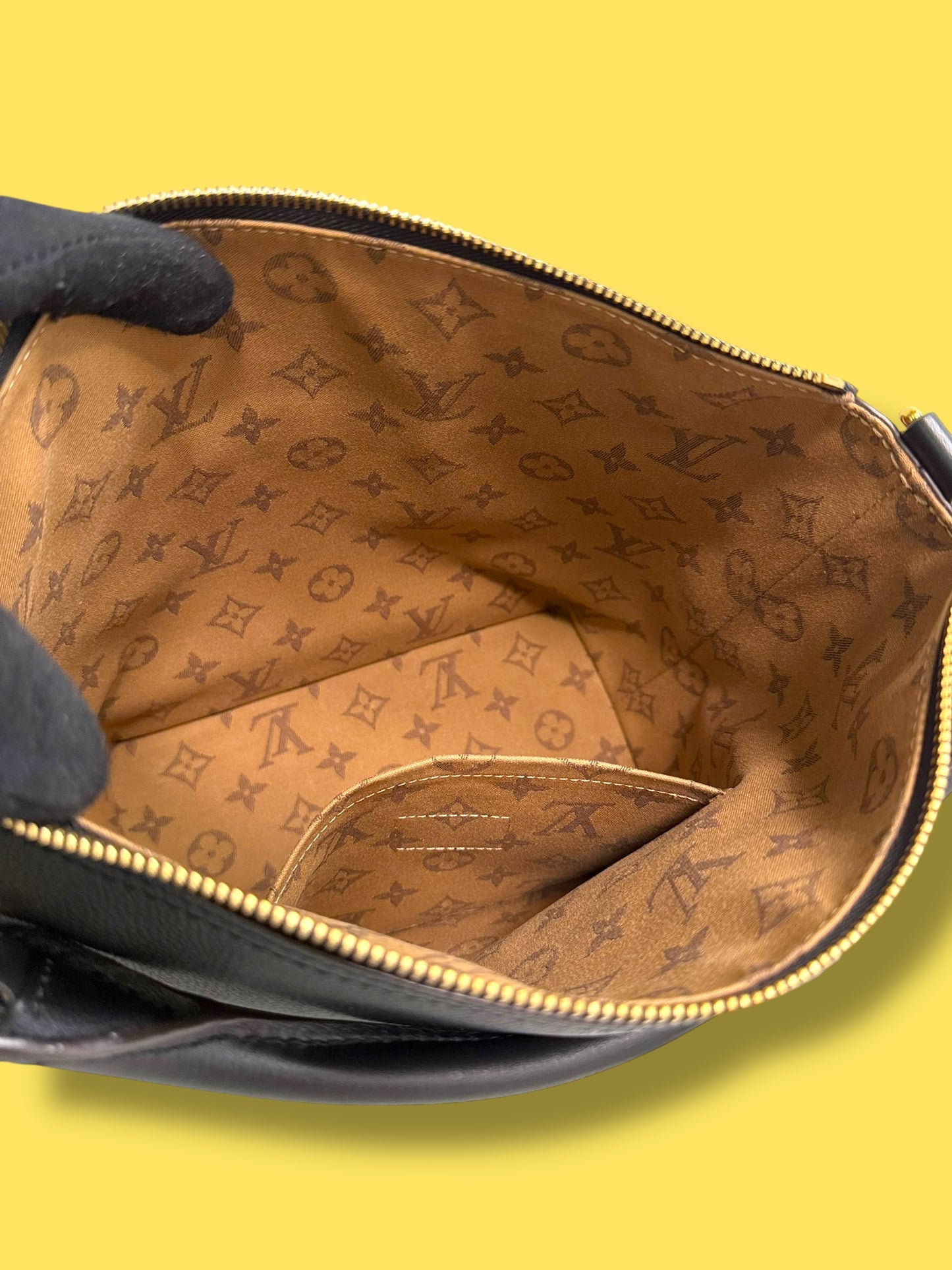 TBC134 LOUIS VUITTON Rare Black Taurillon Leather Cruiser PM 2 way Bag Monogram Interior FL0291/ Microchipped