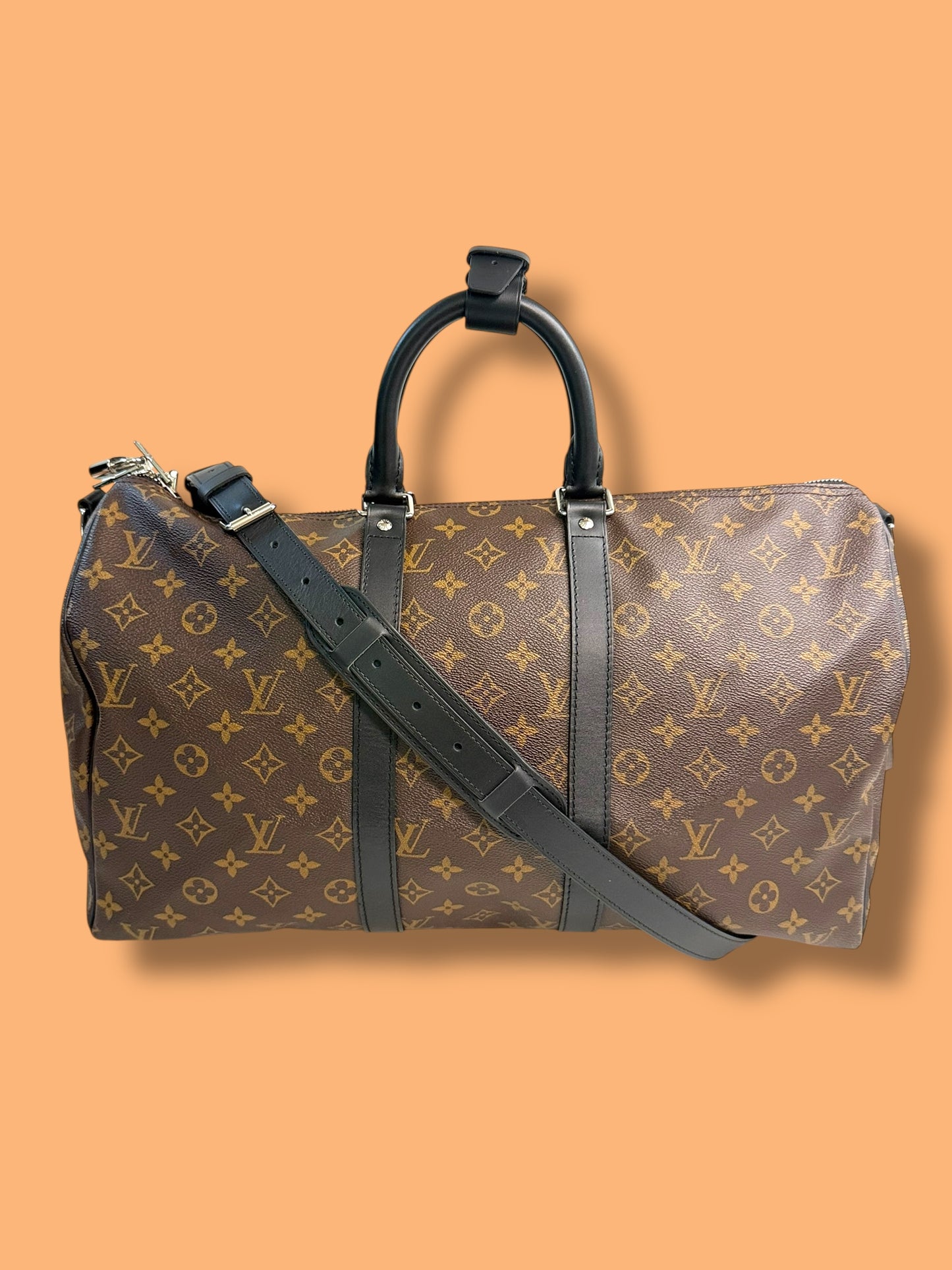 $2650 srp TBC256 LOUIS VUITTON Monogram Macassar Keepall 45 Bando Microchipped