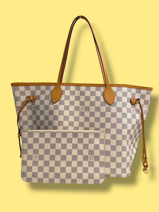 TBC96 LOUIS VUITTON Damier Azur Neverfull MM with Pouch GI5114