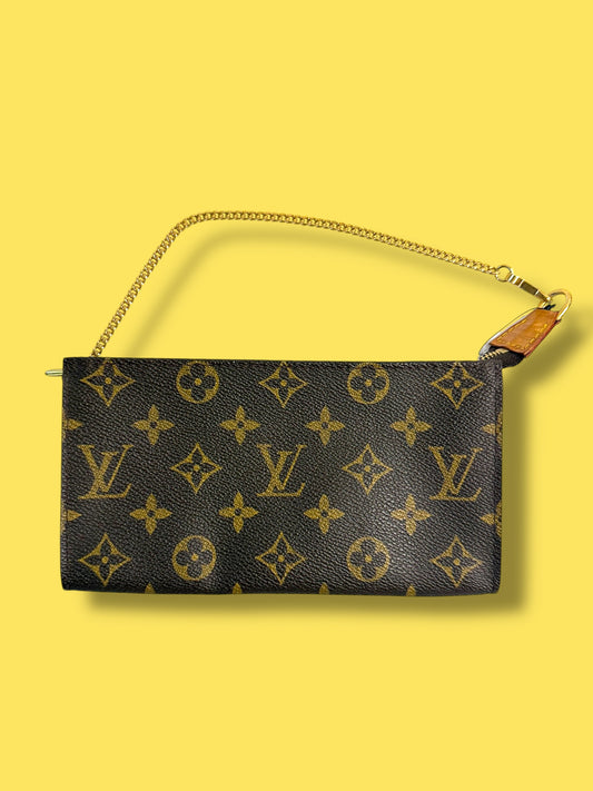 TBC176 LOUIS VUITTON Monogram Bucket Pouch GM c Authentic LV CHain FL0011