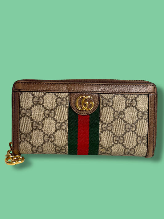 $770 retail W78 GUCCI Ophidia Long Zippy Wallet