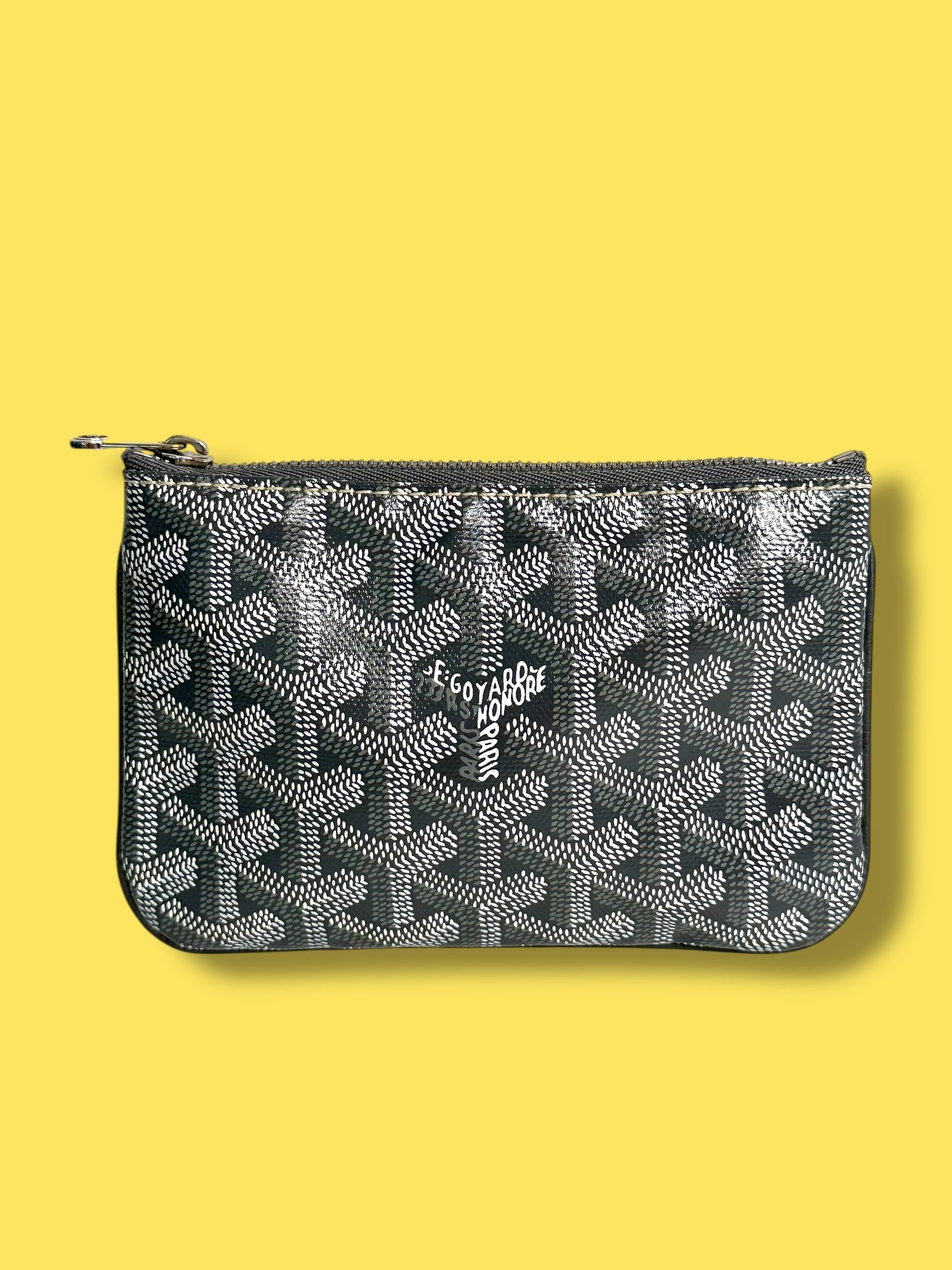 $670 retail W89 GOYARD Gray Goyardine Senat Mini Zipper Pouch