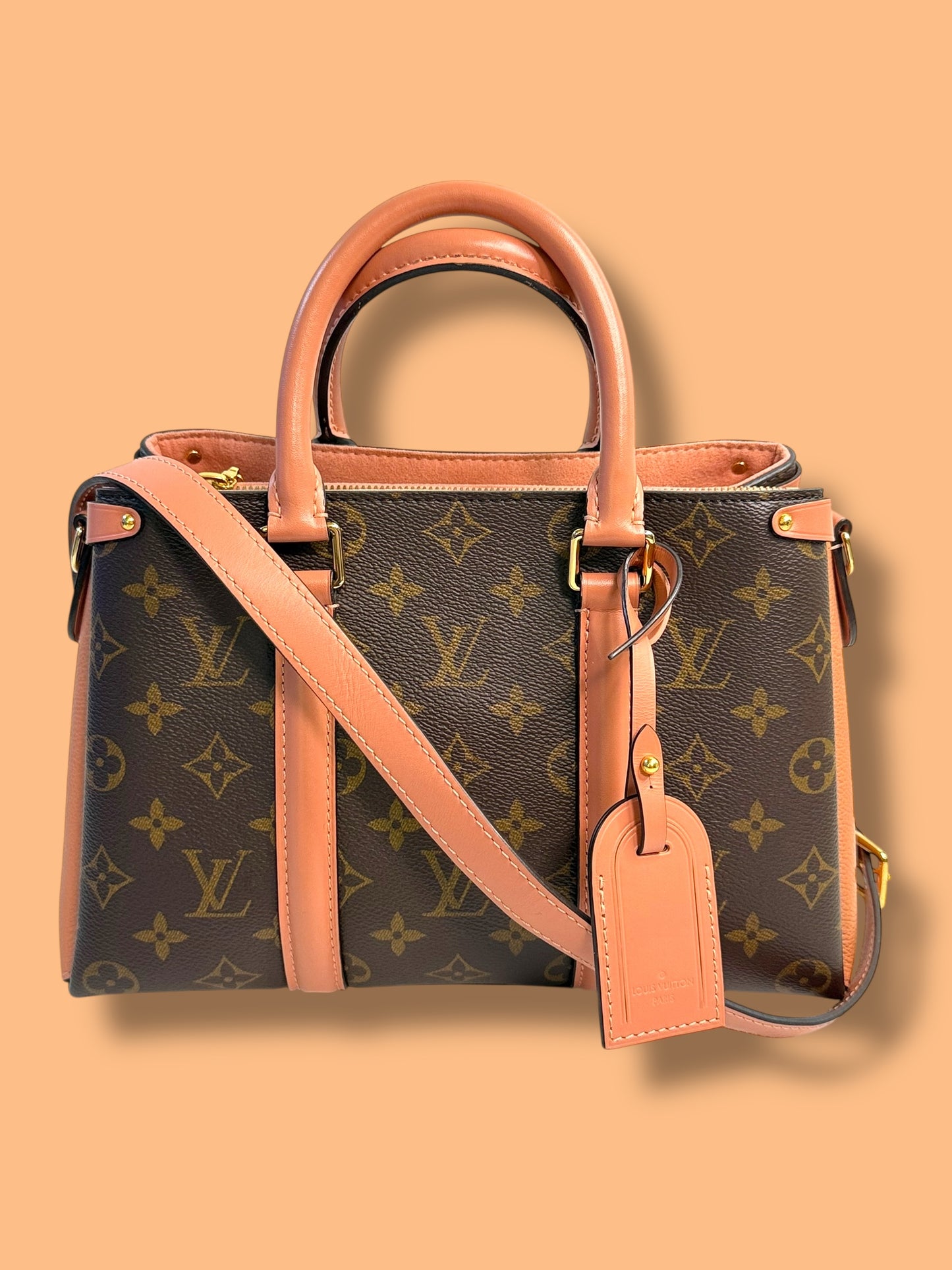 TBC82 LOUIS VUITTON Monogram Soufflot BB Peche Pink 2 way Bag CHIP