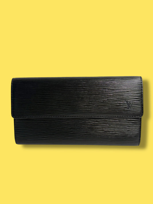TBC115 LOUIS VUITTON Black Epi Leather Sarah Wallet with 2 card slots CA0021
