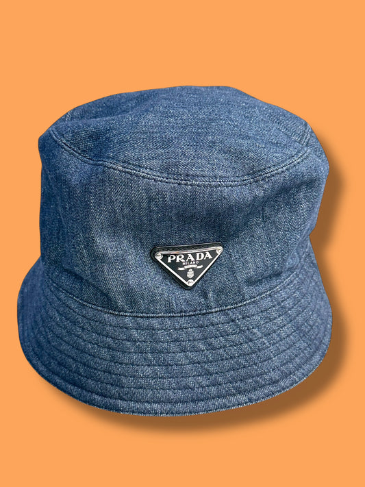 J460 PRADA Denim Bucket Hat Size L