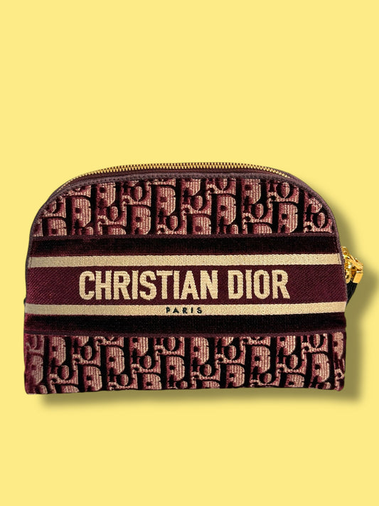TBC90 DIOR Burgundy Velvet Large Cosmetic Pouch