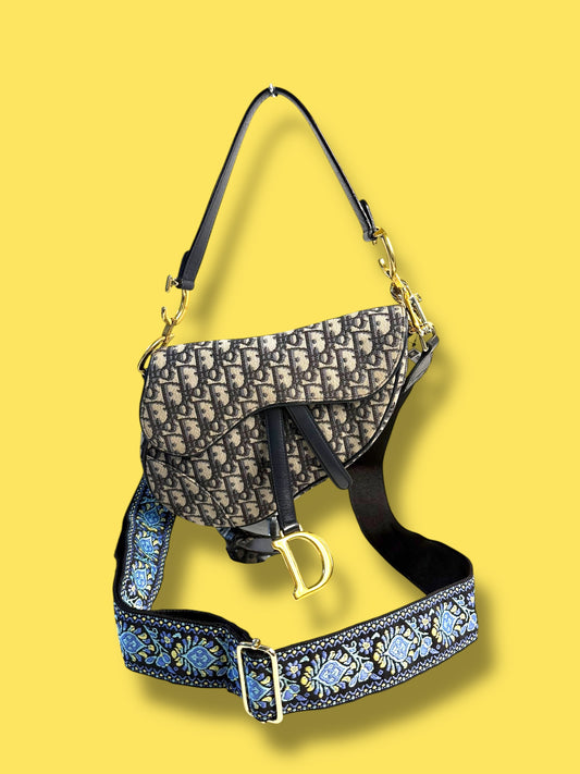 TBC181 DIOR Large Saddle Shoulder Bag with Unbranded Guitar Strap