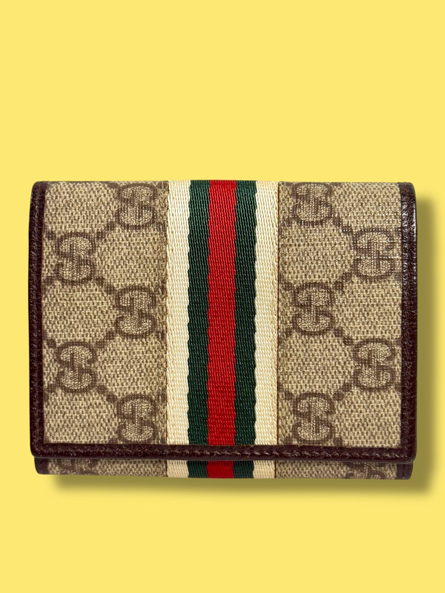 W120 GUCCI GG Supreme Canvas Sherry Line Business Card Case