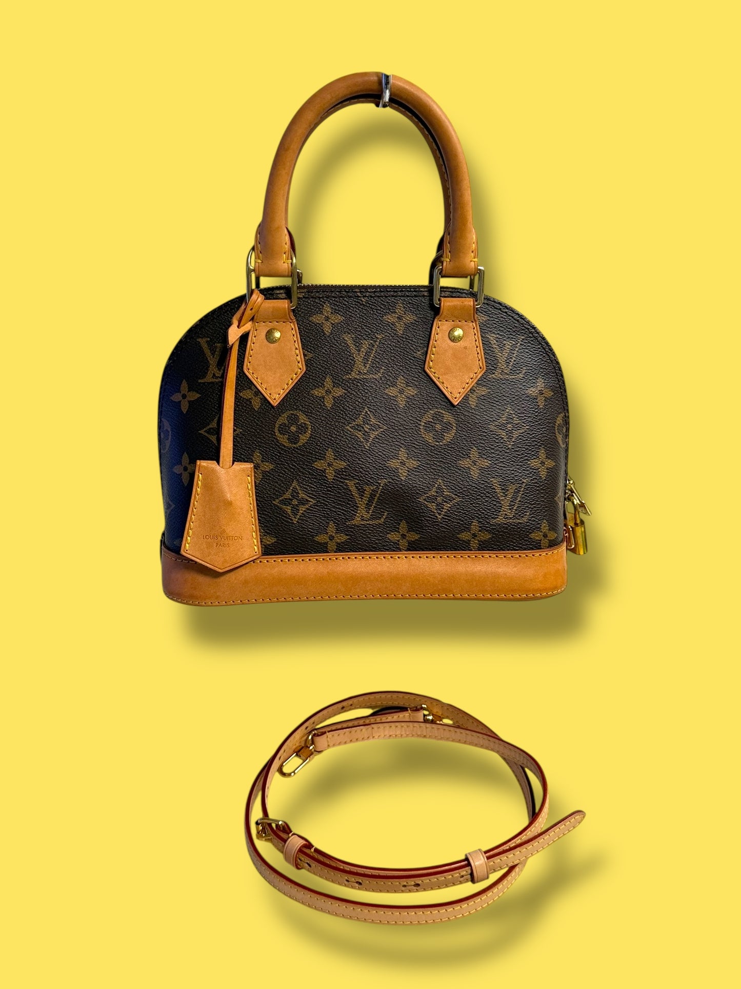 $2000 srp TBC126 LOUIS VUITTON Monogram Alma BB c Adjustable Strap Microchipped