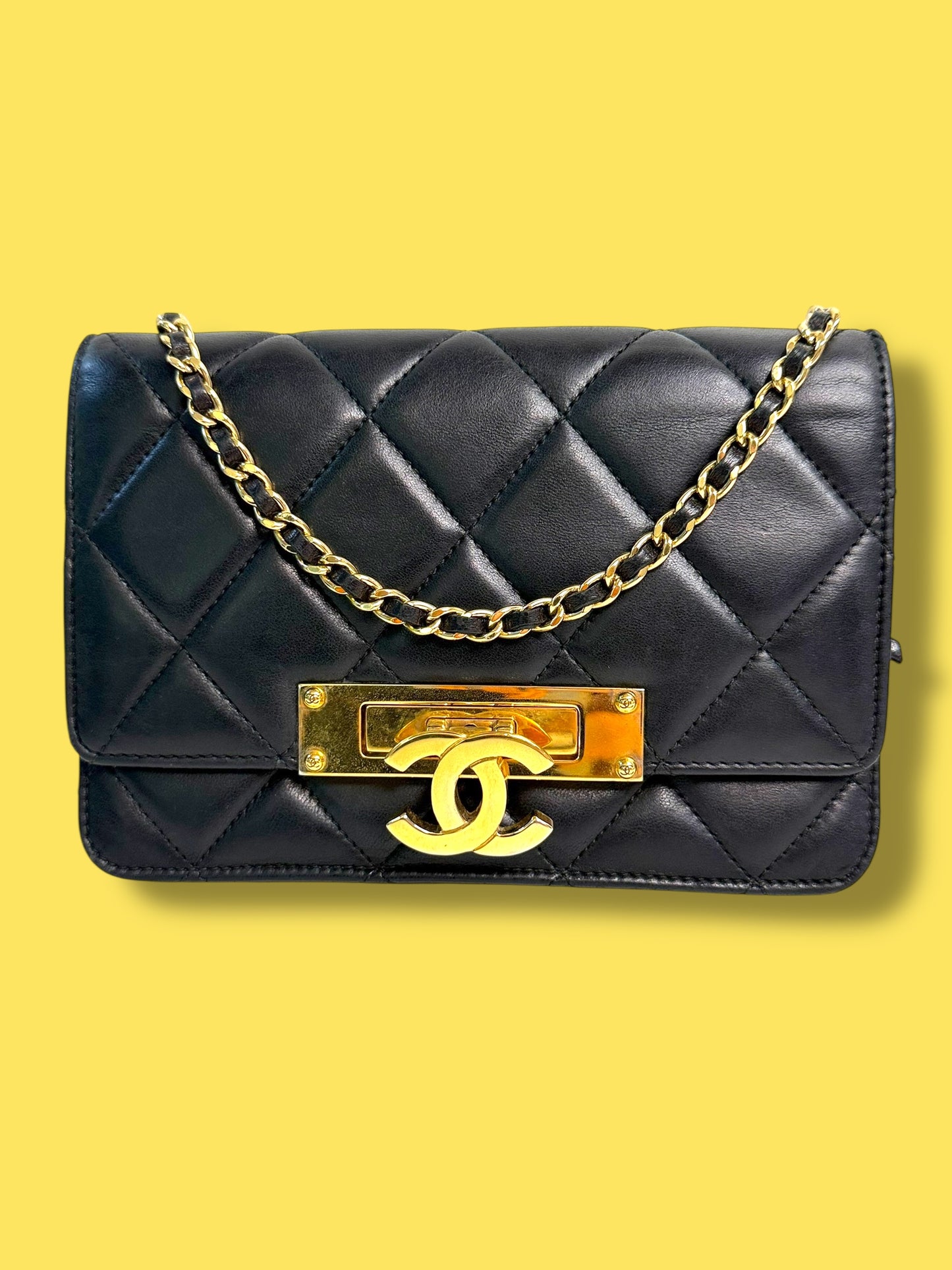TBC185 CHANEL Black Lambskin Golden Class Wallet on Chain Series 20 2014-2015