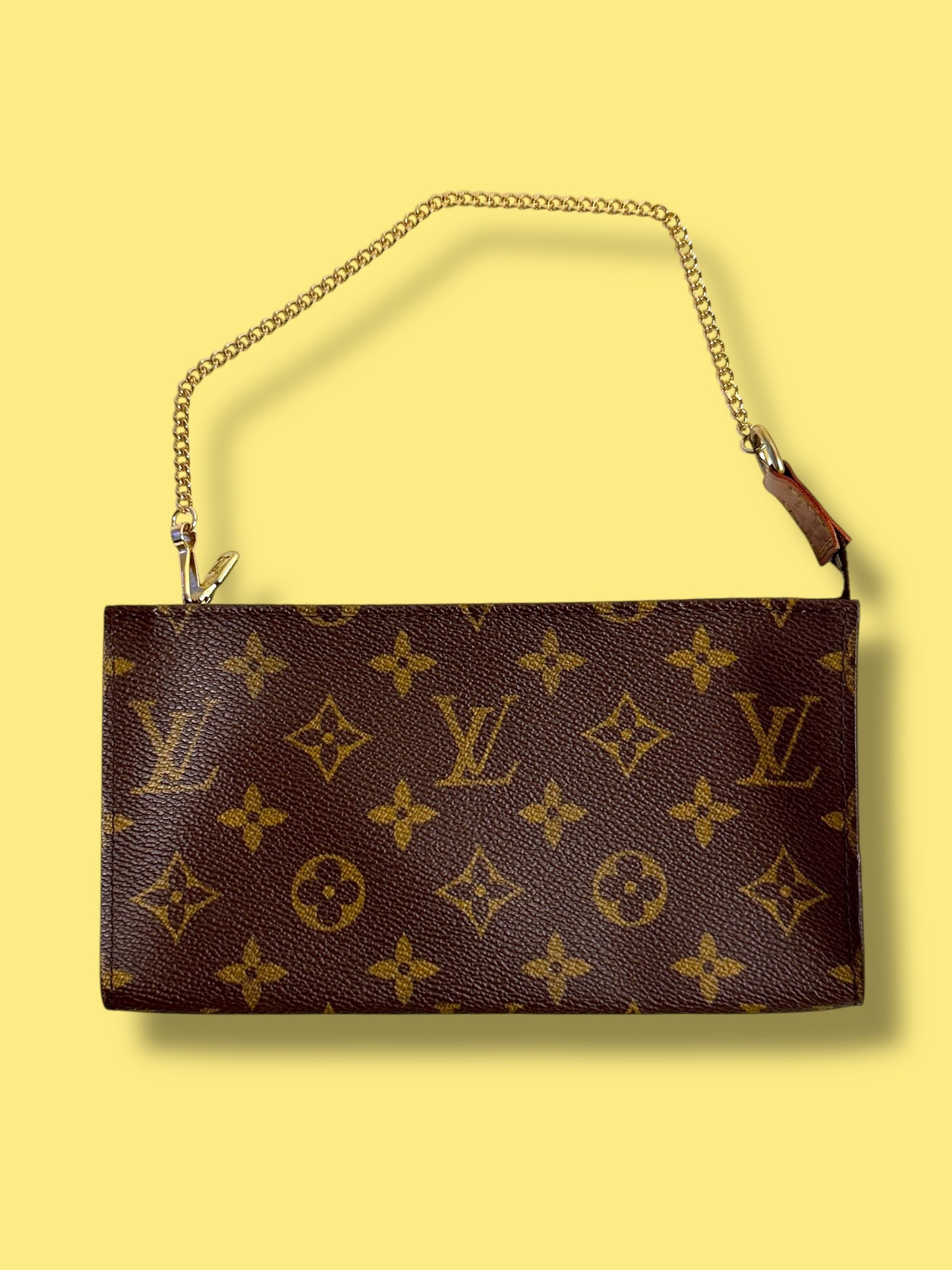 TBC168 LOUIS VUITTON Monogram Bucket Pouch GM c Authentic LV Chain FL0041